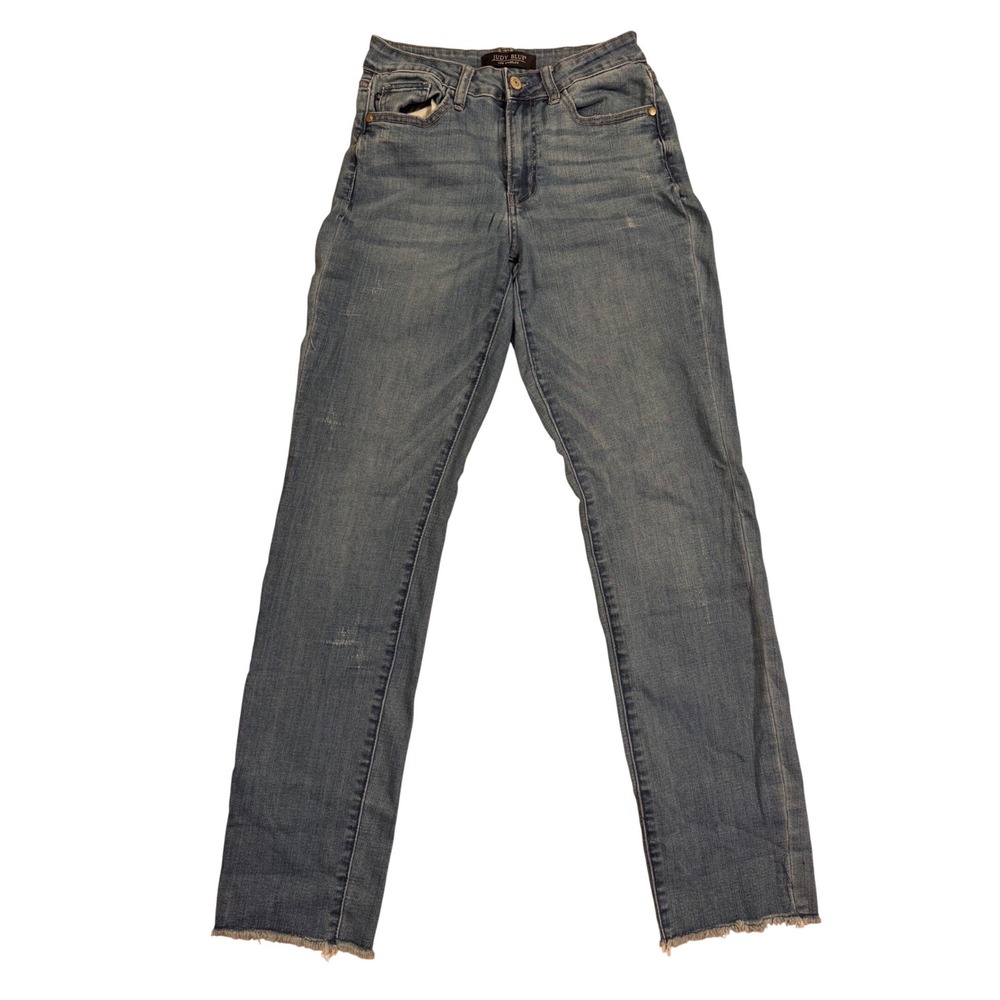 Judy Blue Los Angeles High Rise Skinny Jeans Raw Hem Medium Wash Size 3/26